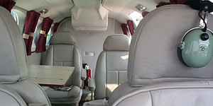Cessna 340 cabin interior for Los Angeles charter
