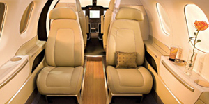 Embraer Phenom 100 cabin interior for Los Angeles charter