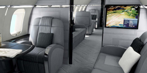 Global Express cabin interior for Los Angeles charter
