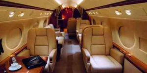Gulfstream G550 cabin interior for Los Angeles charter
