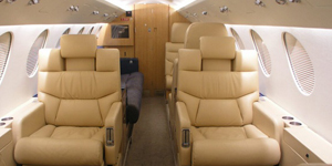 Hawker 1000 cabin interior for Los Angeles charter