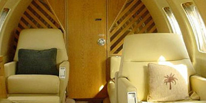 Hawker 750 cabin interior for Los Angeles charter