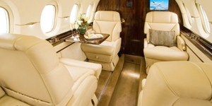 Hawker 850XP cabin interior for Los Angeles charter
