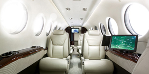 King Air 350 cabin interior for Los Angeles charter