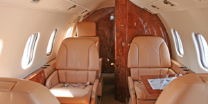 Learjet 55 cabin interior for Los Angeles charter