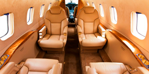 Piaggio Avanti cabin interior for Los Angeles charter