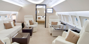 Airbus ACJ319 cabin interior for Los Angeles charter