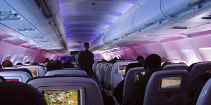 Airbus A320 cabin interior for Los Angeles charter
