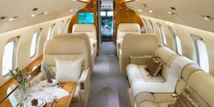 Challenger 605 cabin interior for Los Angeles charter