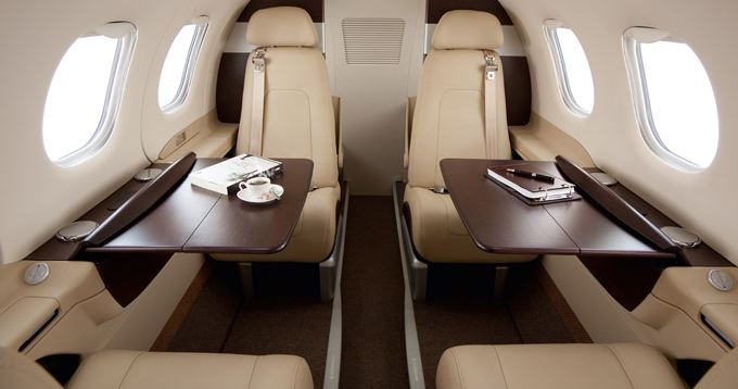 Embraer Phenom 100 cabin interior for Los Angeles charter
