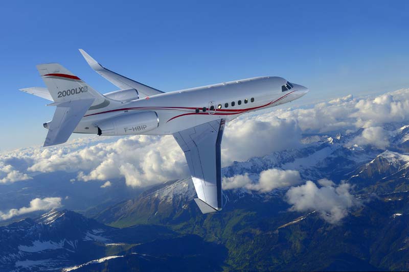 Dassault Falcon 2000LXS heavy jet for Los Angeles private jet charter