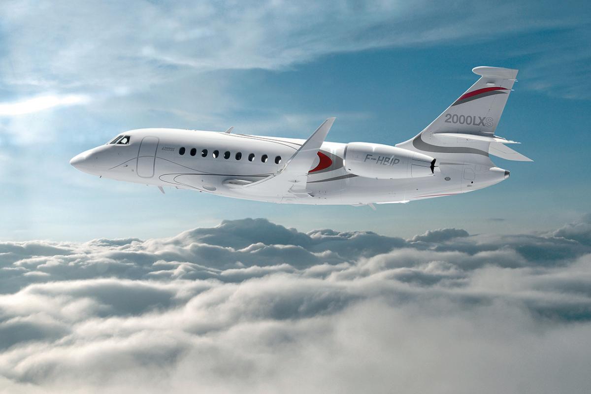 Dassault Falcon 2000LXS heavy jet view 1 for Los Angeles charter