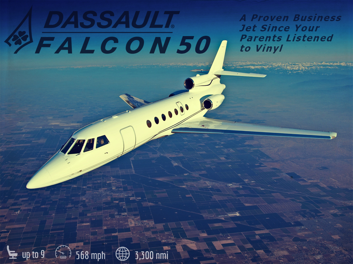 Falcon 50 super midsize jet view 3 for Los Angeles charter