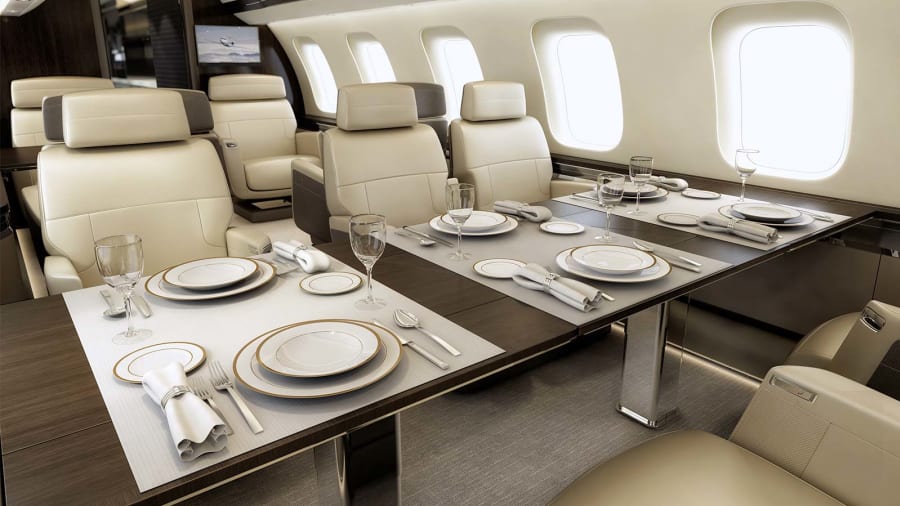 Bombardier Global 7500 cabin interior for Los Angeles charter