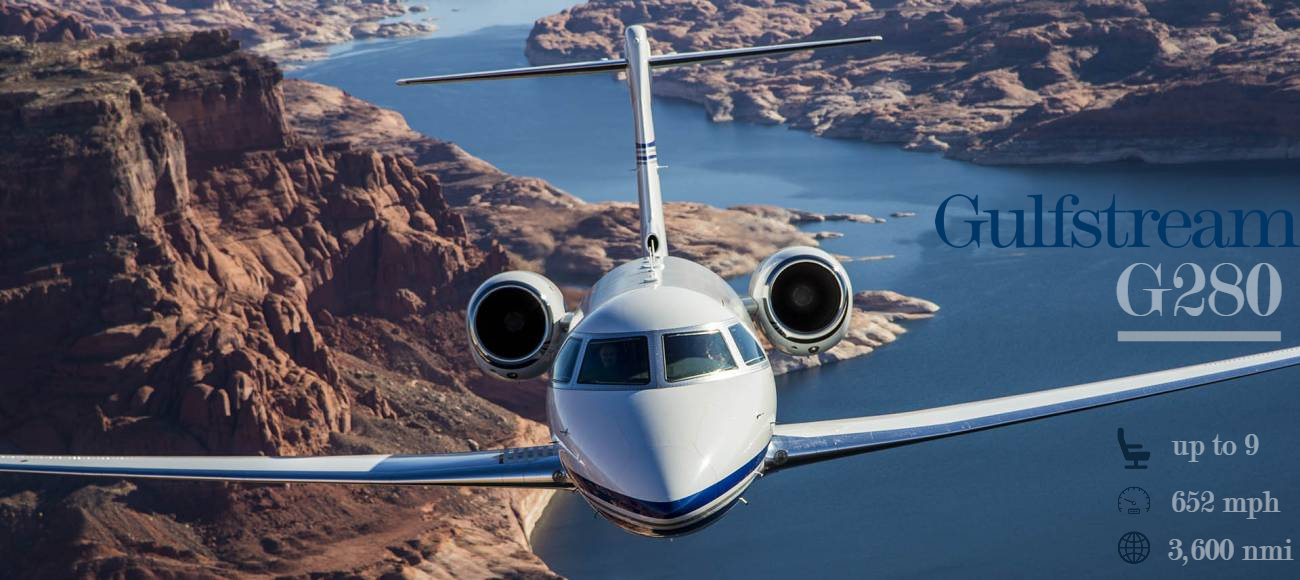 Gulfstream G280 super midsize jet for Los Angeles private jet charter