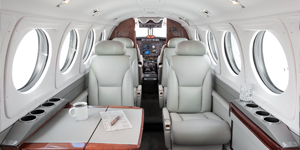 King Air 200 cabin interior for Los Angeles charter