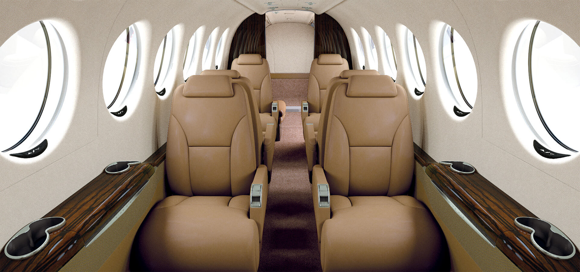King Air 350 cabin interior for Los Angeles charter