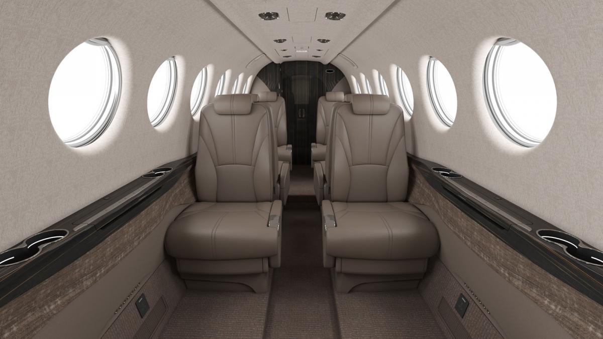 Beechcraft King Air 360 cabin interior for Los Angeles charter