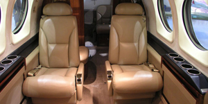 King Air 90 cabin interior for Los Angeles charter