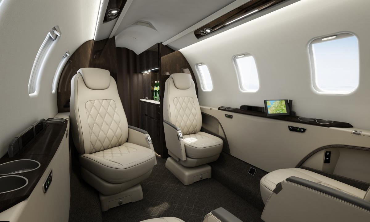 Learjet 75 cabin interior for Los Angeles charter