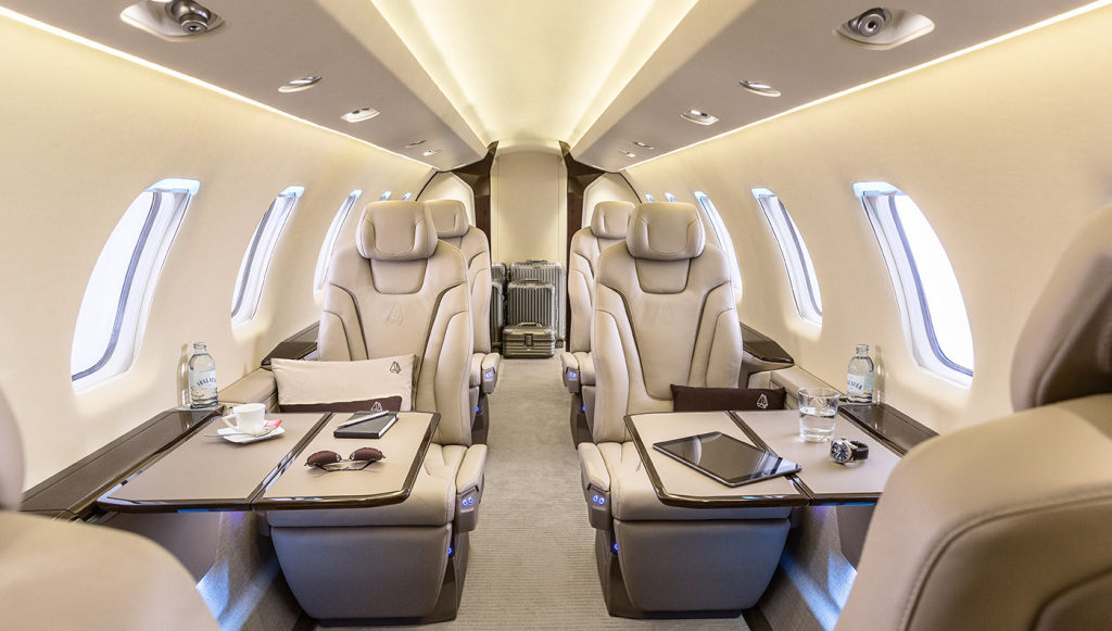 Pilatus PC-24 cabin interior for Los Angeles charter