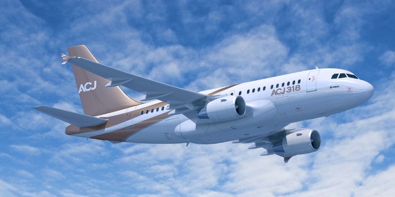 Airbus ACJ318 VIP airliner for Los Angeles charter